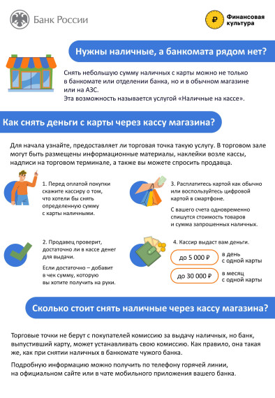 Возможность получения наличных средств в торгово-сервисных предприятиях, оказывающих услугу "наличные на кассе". Возможность получения наличных средств в торгово-сервисных предприятиях, оказывающих услугу "наличные на кассе".